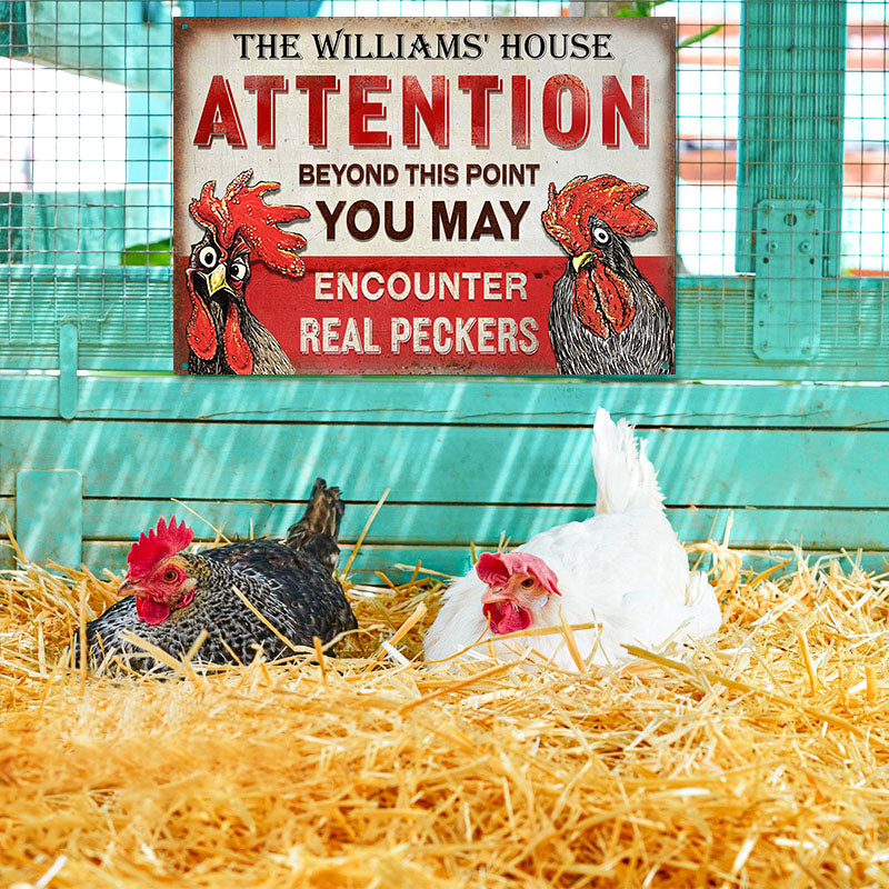 Personalized Chicken Attention Peckers Customized Classic Metal Signs-Metal Sign-Thesunnyzone