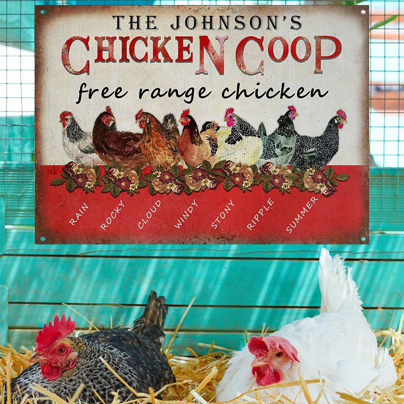 Personalized Chicken Coop Free Range Chicken Customized Classic Metal Signs-Metal Sign-Thesunnyzone