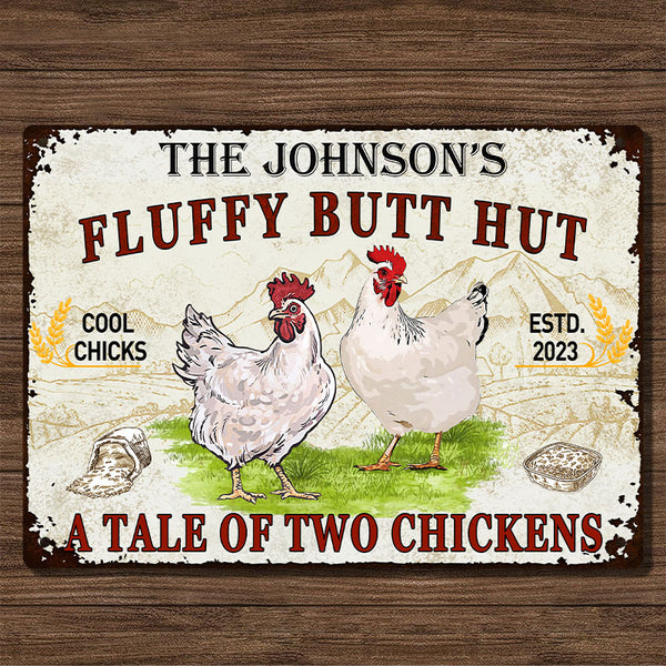 A Tale Of Two Chickens - Customized Classic Metal Signs, Chicken Signs