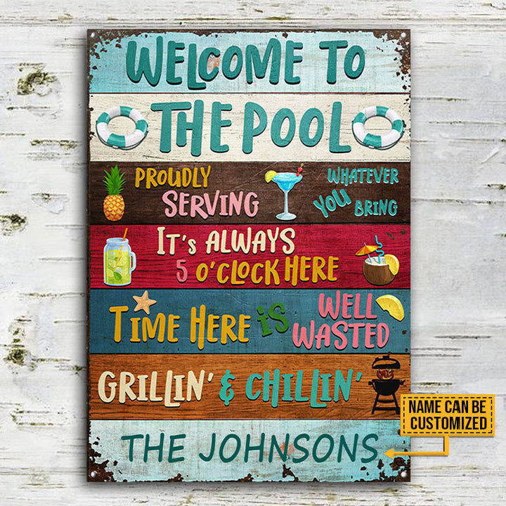 Swimming Pool Proudly Serving Grillin' Custom Classic Metal Signs