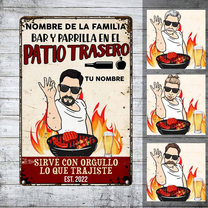 Outdoor Backyard Bar Man Spanish Patio Metal Sign-Metal Sign-Thesunnyzone