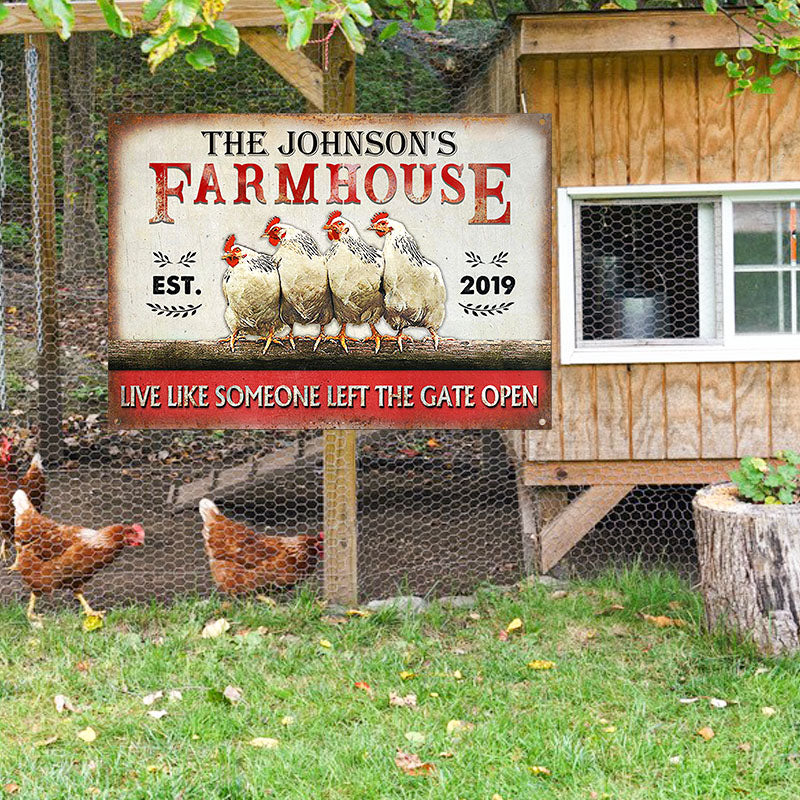 Personalized Chicken Farmhouse The Gate Open Customized Classic Metal Signs-Metal Sign-Thesunnyzone