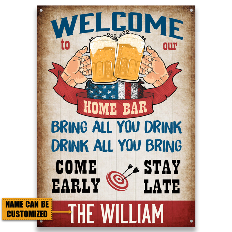 Home Bar Welcome - Backyard Sign - Personalized Custom Classic Metal Signs-Metal Sign-Thesunnyzone