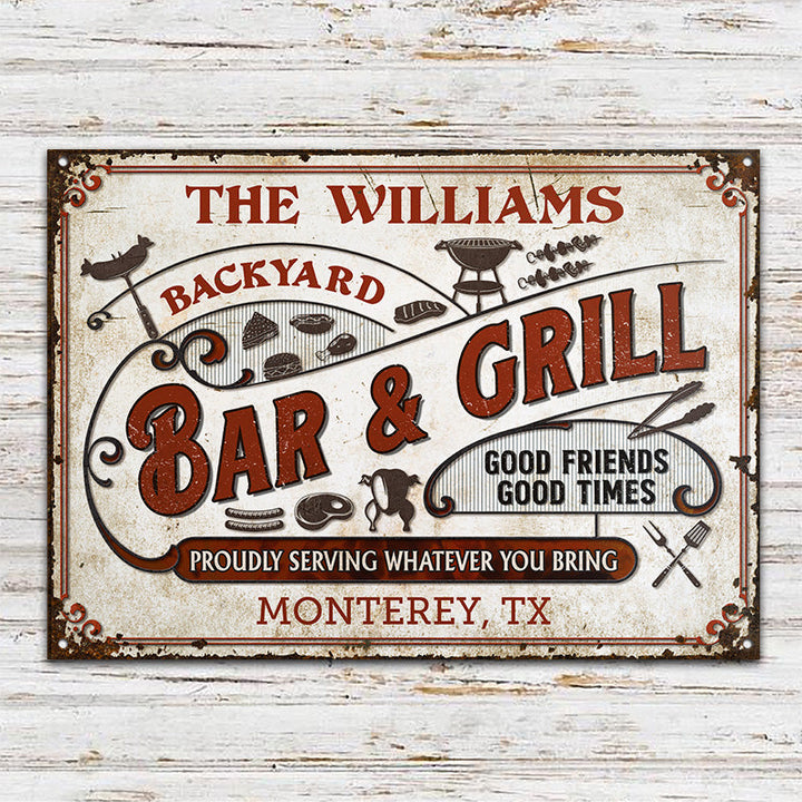 Personalized Grilling Proudly Serving You Bring Customized Classic Metal Signs-Metal Sign-Thesunnyzone
