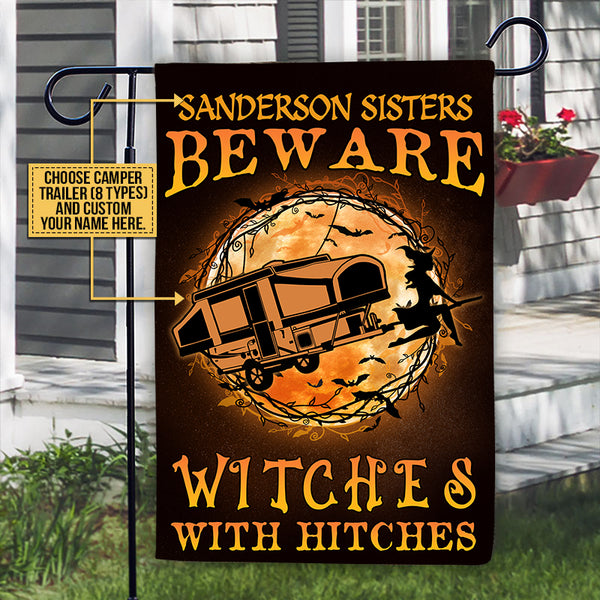 Witches With Hitches Personalized Custom Flag - Halloween Decorating Gift
