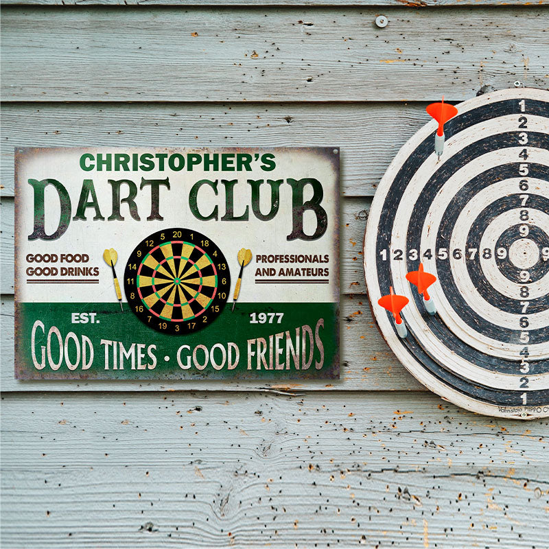 Personalized Darts Club Vintage Good Times Good Friends Customized Classic Metal Signs-Metal Sign-Thesunnyzone