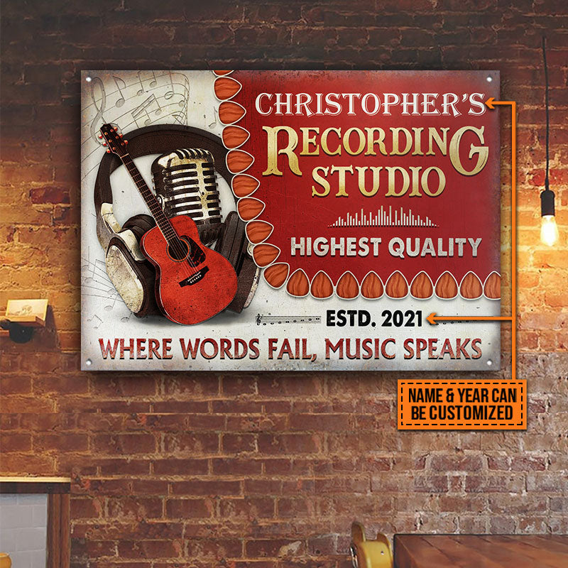 Personalized Acoustic Guitar Where Words Customized Classic Metal Signs-Metal Sign-Thesunnyzone