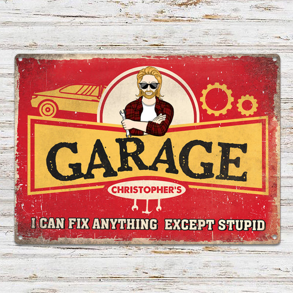 Personalized Custom Classic Metal Signs Garage Sign Gift For Dad Grandpa I Can Fix Anything