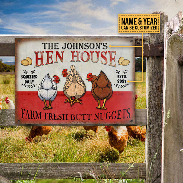 Personalized Chicken Hen House Nuggets Customized Classic Metal Signs-Metal Sign-Thesunnyzone