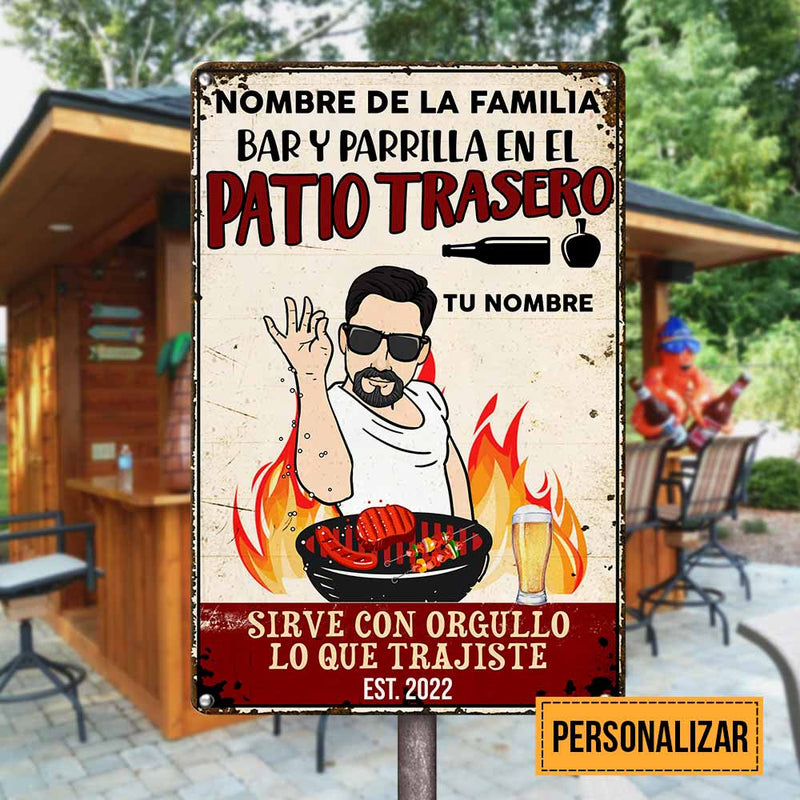 Outdoor Backyard Bar Man Spanish Patio Metal Sign-Metal Sign-Thesunnyzone