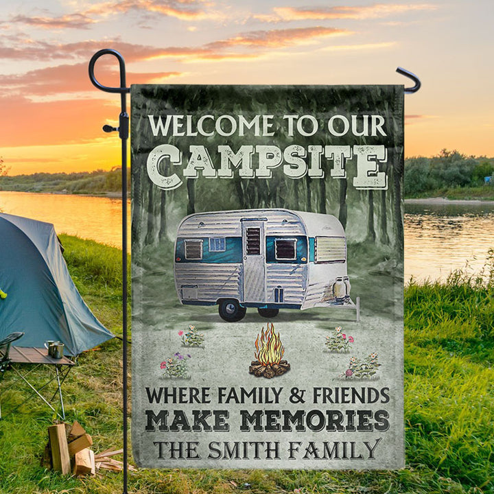 Personalized Camping Welcome To Our Campsite Custom RV Customized Flag-Flag-Thesunnyzone
