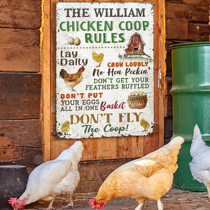 Personalized Chicken Coop Rules Customized Classic Metal Signs-Metal Sign-Thesunnyzone