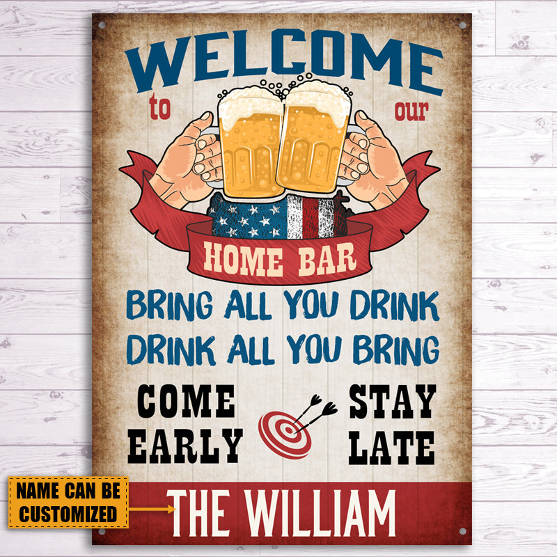 Home Bar Welcome - Backyard Sign - Personalized Custom Classic Metal Signs-Metal Sign-Thesunnyzone