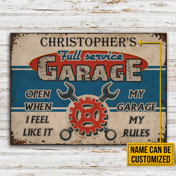 Personalized Auto Mechanic Garage Open When Customized Classic Metal Signs-Metal Sign-Thesunnyzone