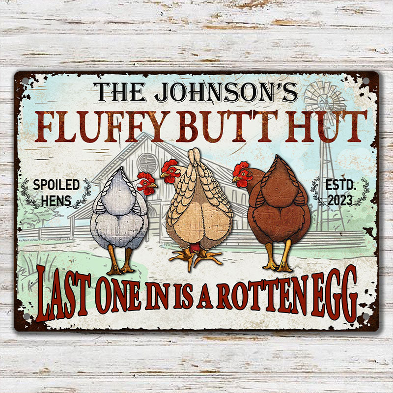 Personalized Chicken Fluffy Butt Hut Nuggets Customized Classic Metal ...