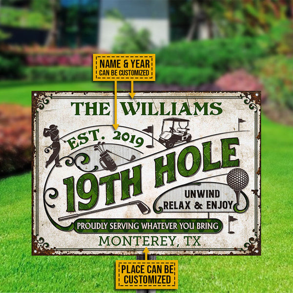 Personalized Golf 19th Hole Proudly Customized Classic Metal Signs-Metal Sign-Thesunnyzone