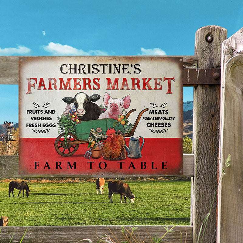 Personalized Farmers Market Farm To Table Customized Classic Metal Signs-Metal Sign-Thesunnyzone