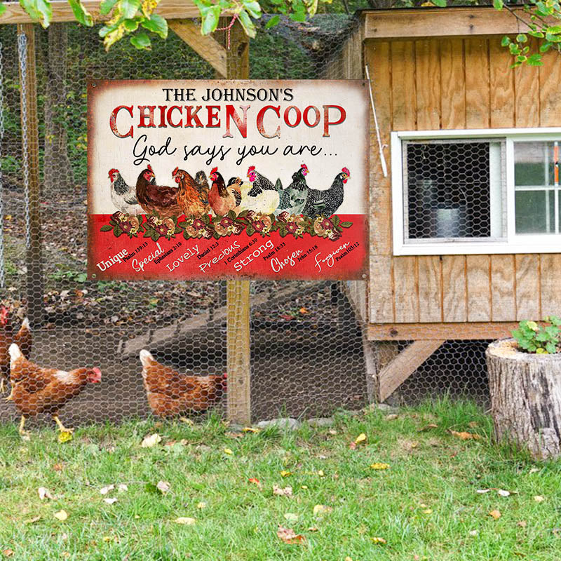 Personalized Chicken Coop God Says Customized Classic Metal Signs-Metal Sign-Thesunnyzone