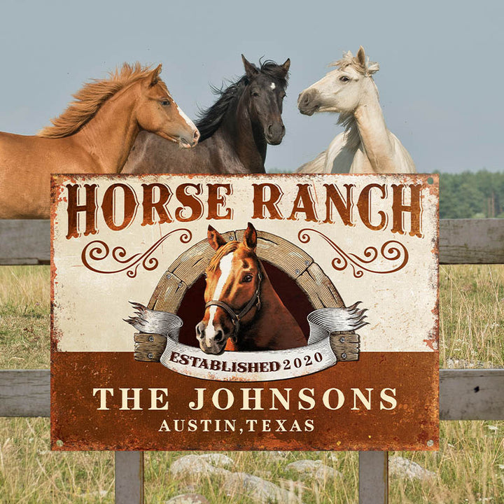 Personalized Horse Ranch Customized Classic Metal Signs-Metal Sign-Thesunnyzone