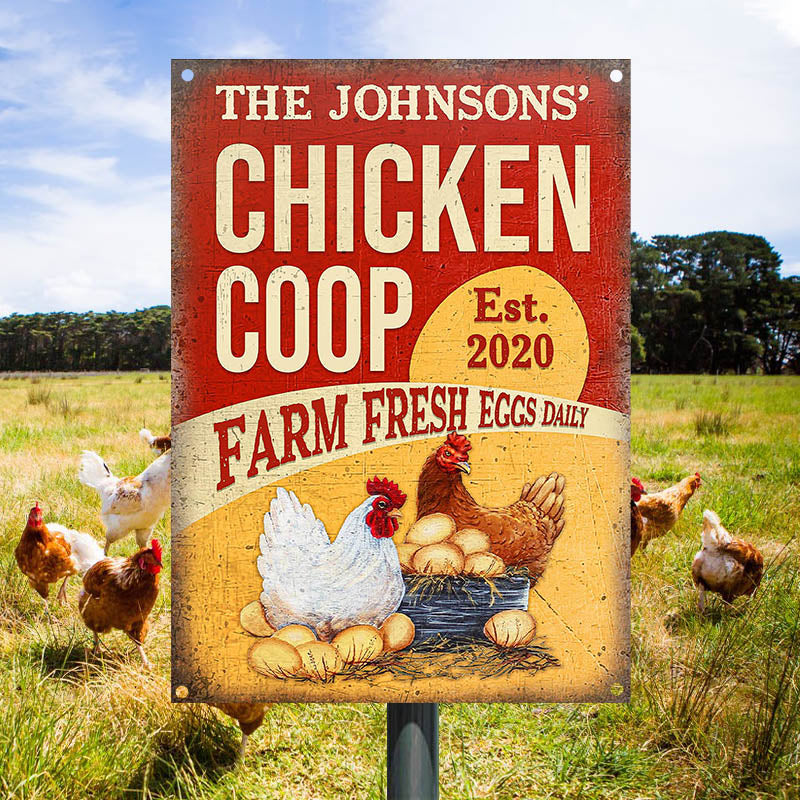 Personalized Chicken Coop Fresh Eggs Customized Classic Metal Signs ...