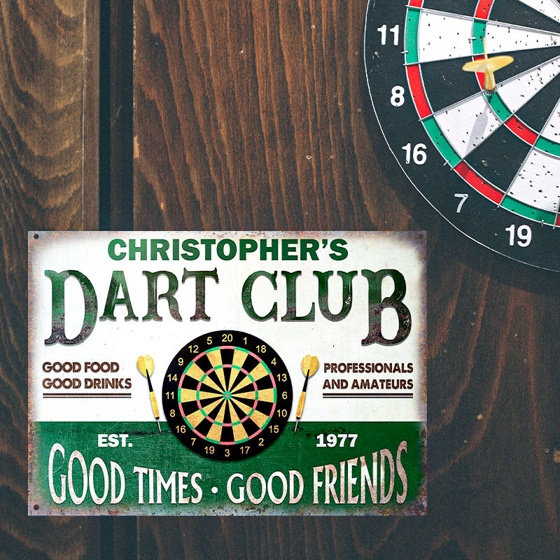 Personalized Darts Club Vintage Good Times Good Friends Customized Classic Metal Signs-Metal Sign-Thesunnyzone