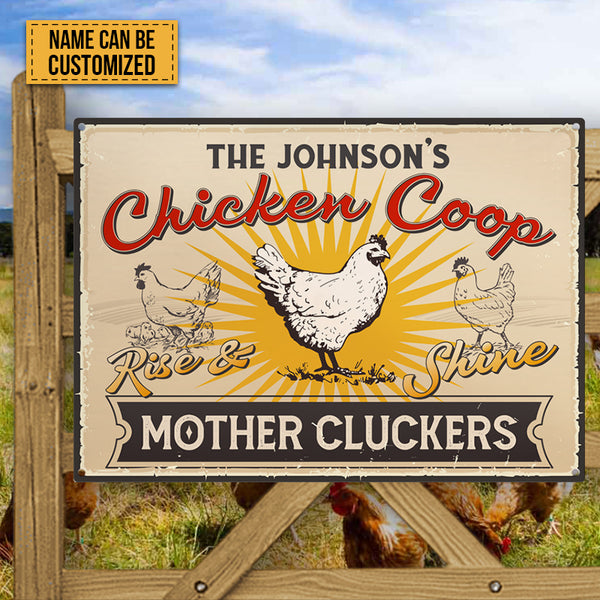 Personalized Farm Chicken Coop Rise And Shine Customized Metal Signs, Chicken Signs