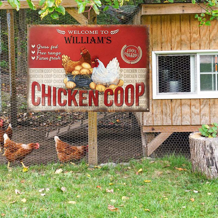 Personalized Chicken Coop Farm Fresh Customized Classic Metal Signs-Metal Sign-Thesunnyzone