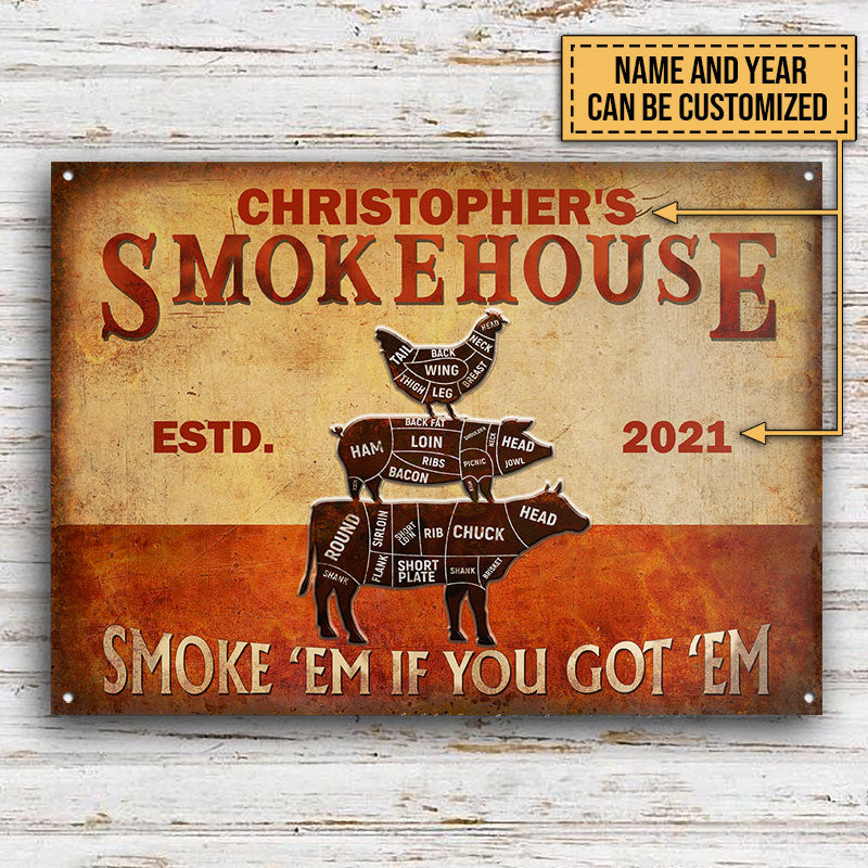 Personalized Grilling Vintage Smoke House Customized Classic Metal Signs-Metal Sign-Thesunnyzone