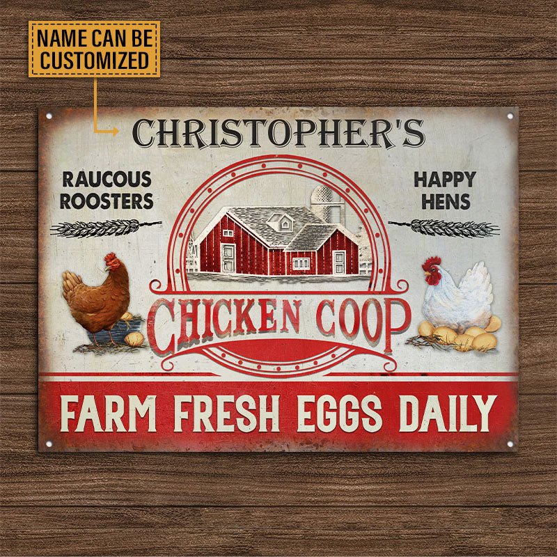 Personalized Chicken Coop Farm Fresh Eggs Customized Classic Metal Signs-Metal Sign-Thesunnyzone