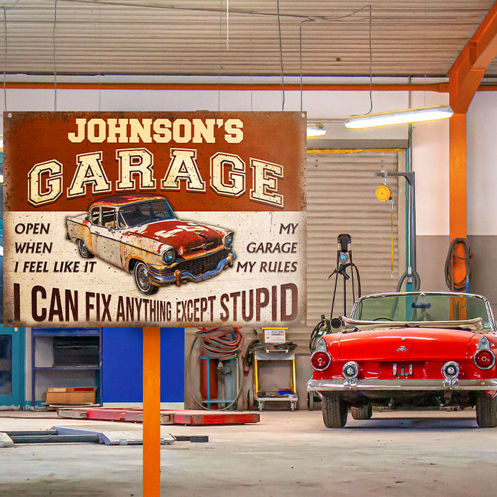 Personalized Auto Mechanic Garage I Can Fix Anything Customized Classic Metal Signs-Metal Sign-Thesunnyzone