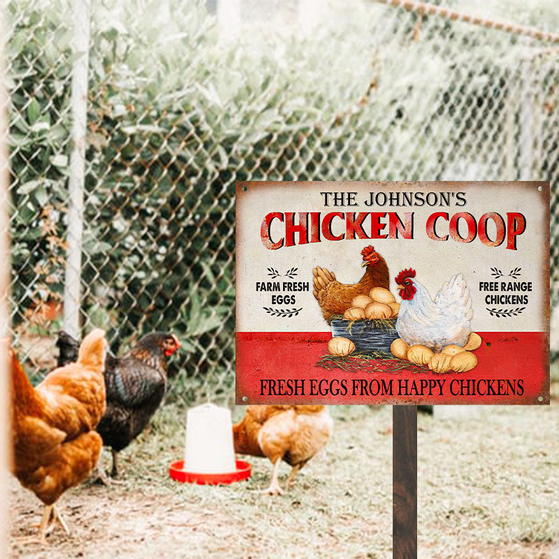 Personalized Chicken Fresh Eggs Free Range Customized Classic Metal Signs-Metal Sign-Thesunnyzone