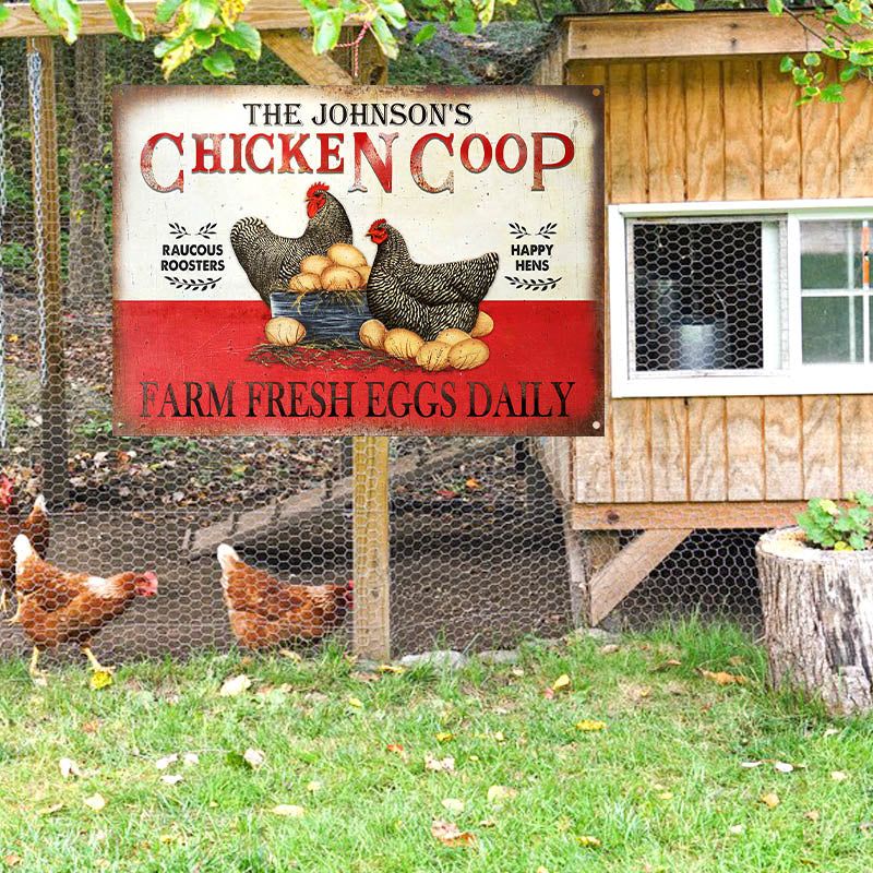 Personalized Chicken Fresh Eggs Daily Plymouth Rock Customized Classic Metal Signs-Metal Sign-Thesunnyzone