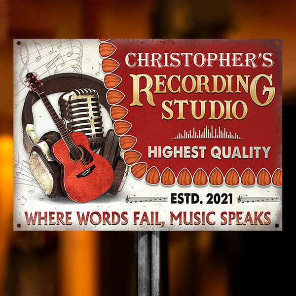 Personalized Acoustic Guitar Where Words Customized Classic Metal Signs-Metal Sign-Thesunnyzone