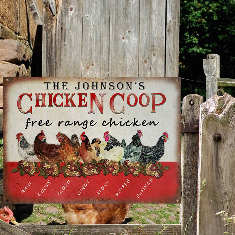 Personalized Chicken Coop Free Range Chicken Customized Classic Metal Signs-Metal Sign-Thesunnyzone