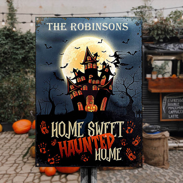 Happy Halloween Haunted Home Custom Classic Metal Signs, Personalized Halloween Decor, Yard Decor