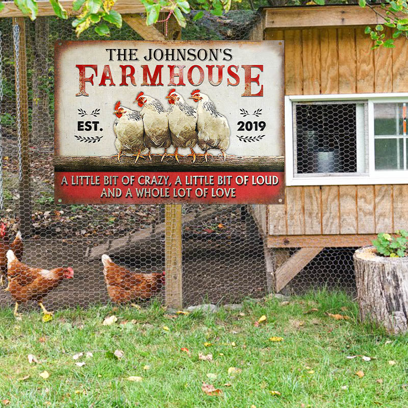 Personalized Chicken Farmhouse A Little Bit Of Customized Classic Metal Signs-Metal Sign-Thesunnyzone