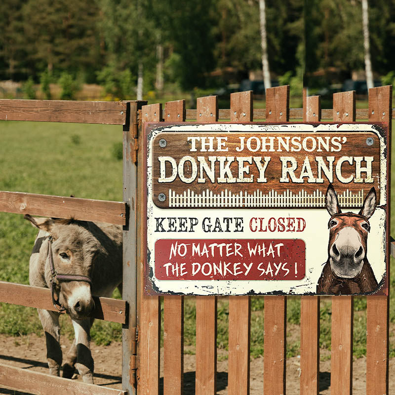 Personalized Farm Donkey Ranch Keep Gate Closed Custom Classic Metal Signs-Metal Sign-Thesunnyzone