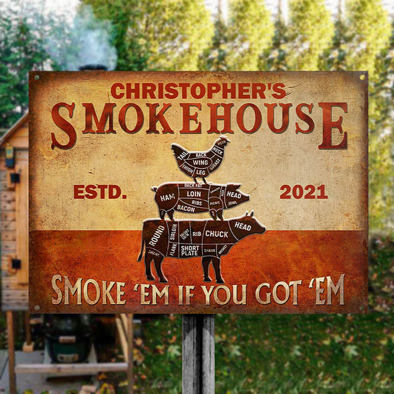 Personalized Grilling Vintage Smoke House Customized Classic Metal Signs