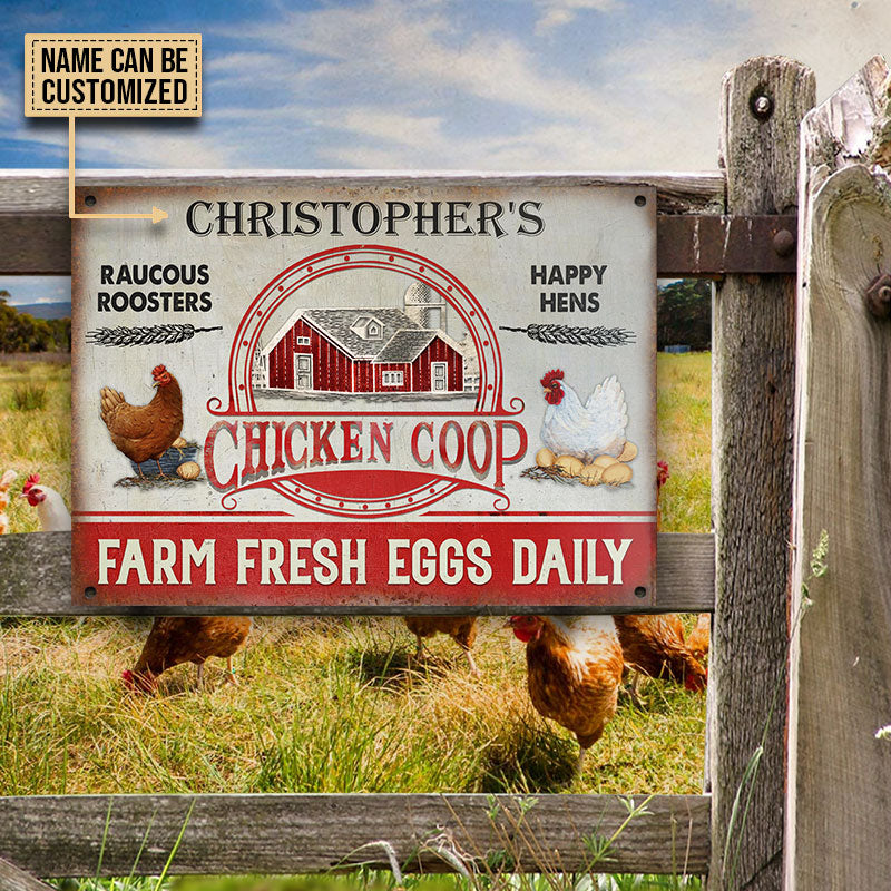 Personalized Chicken Coop Farm Fresh Eggs Customized Classic Metal Signs-Metal Sign-Thesunnyzone