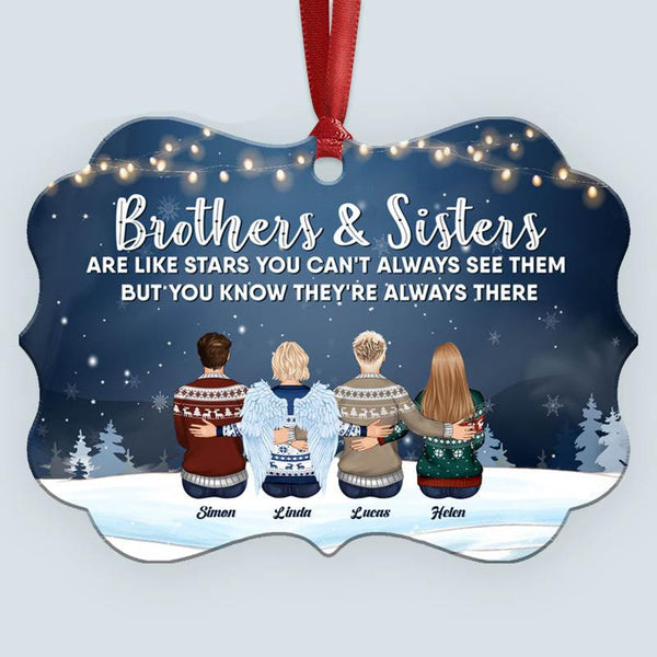 Personalized Aluminum Ornament Christmas Gift Siblings Ornament For Siblings Family Hugging