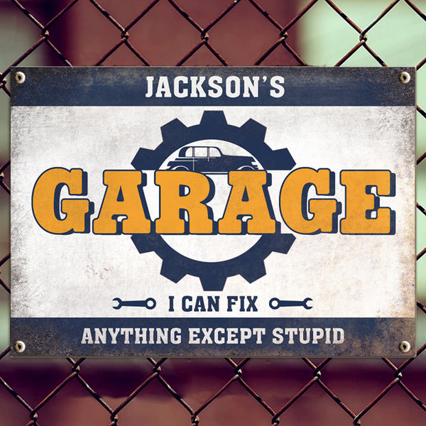 Personalized Custom Classic Metal Signs Garage Sign I Can Fix Anything Gift for Dad And Grandpa