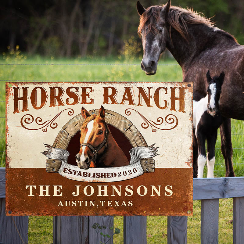 Personalized Horse Ranch Customized Classic Metal Signs-Metal Sign-Thesunnyzone