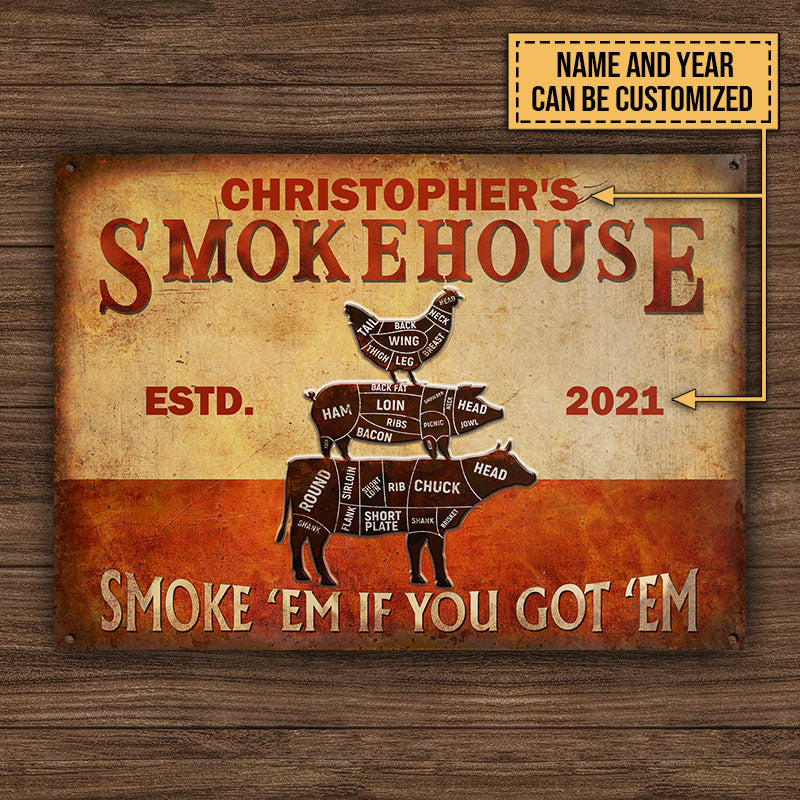 Personalized Grilling Vintage Smoke House Customized Classic Metal Signs-Metal Sign-Thesunnyzone