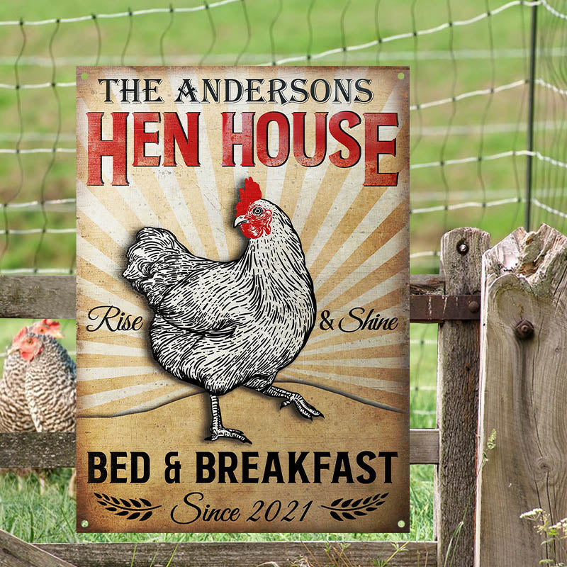 Chicken Hen House Custom Classic Metal Signs, Chicken Decor, Farmhouse Decor-Metal Sign-Thesunnyzone