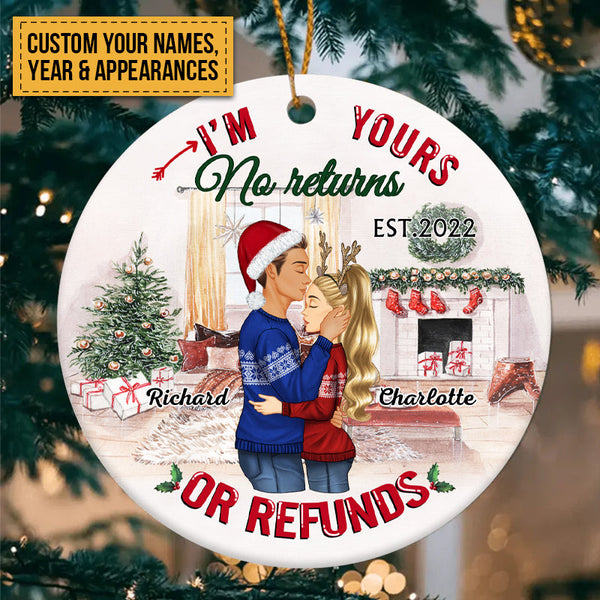 No Returns Or Refunds - Christmas Gift For Couples - Personalized Custom Circle Ceramic Ornament