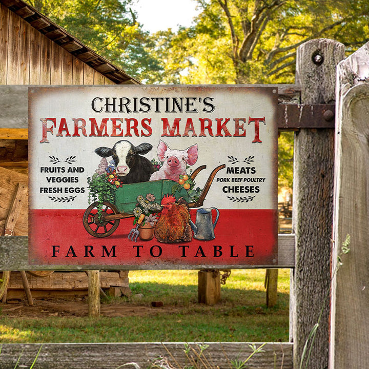 Personalized Farmers Market Farm To Table Customized Classic Metal Signs-Metal Sign-Thesunnyzone