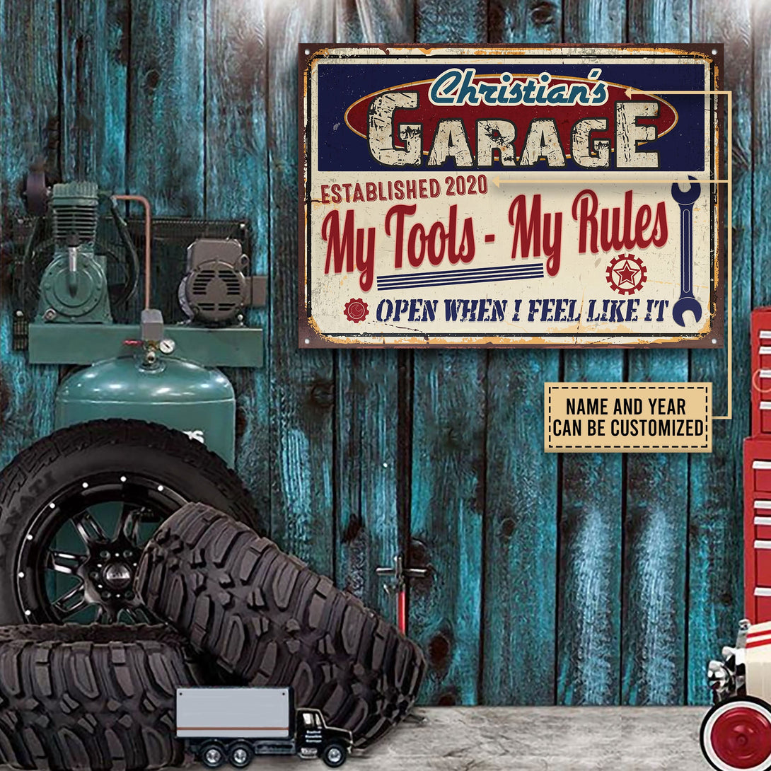 Personalized Auto Garage My Garage My Tools Customized Classic Metal Signs-Metal Sign-Thesunnyzone