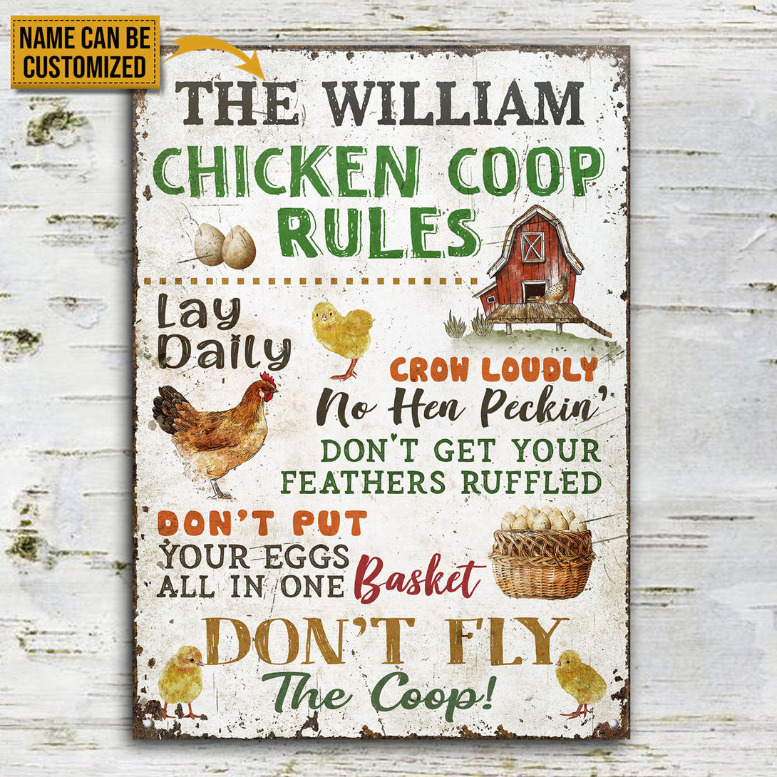 Personalized Chicken Coop Rules Customized Classic Metal Signs-Metal Sign-Thesunnyzone