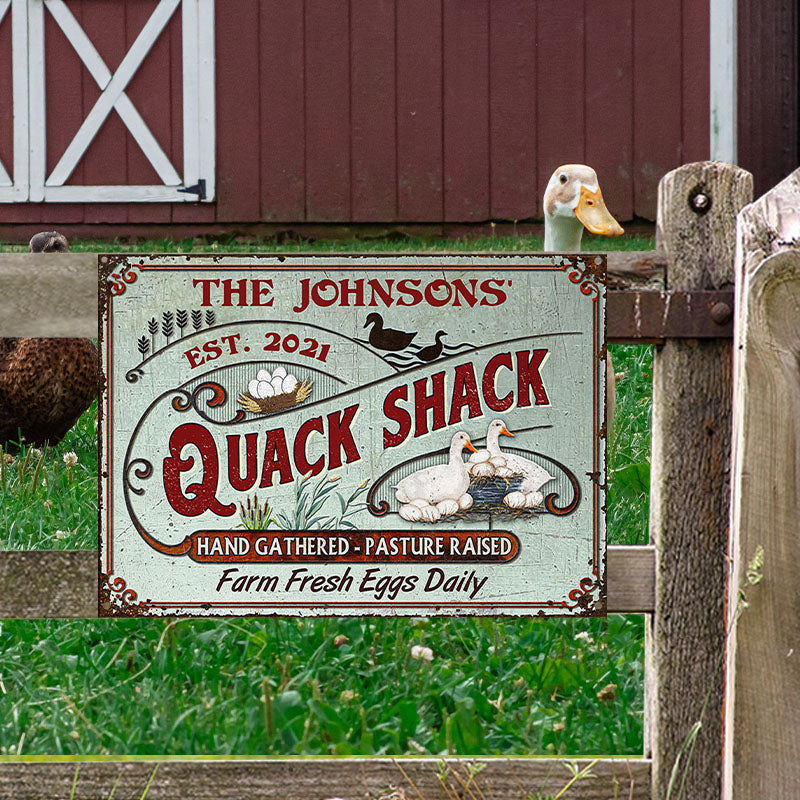 Personalized Duck Quack Shack Pasture Raised Custom Classic Metal Signs