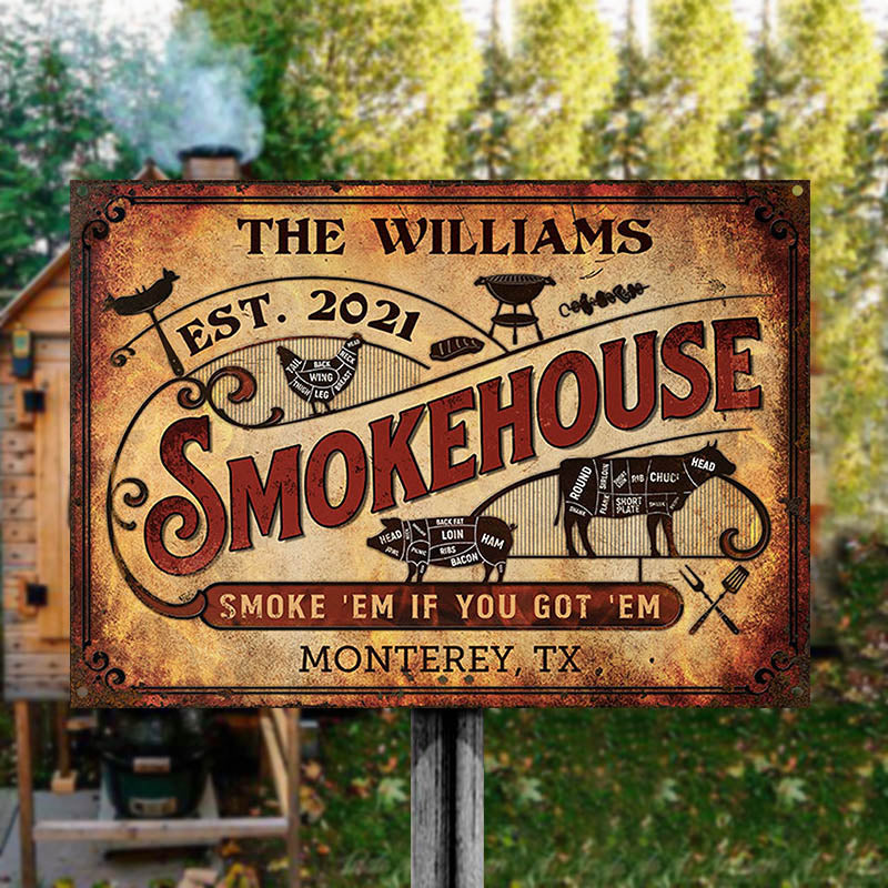 Grilling Smokehouse Personalized Customized Classic Metal Signs - Gift ...